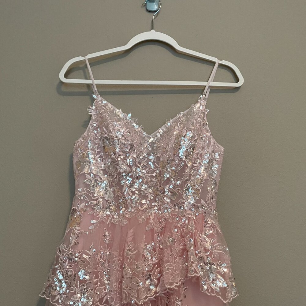 JJ'S HOUSE,  Size 0, short, LIGHT PINK, SEQUIN, HOMECOMING, PRINCESS DRESS - Picture 4 of 15